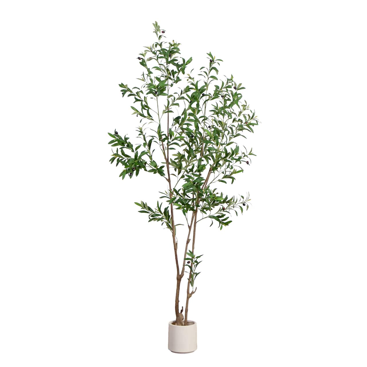Artificial Minimalist Olive Tree in White Decorative Planter